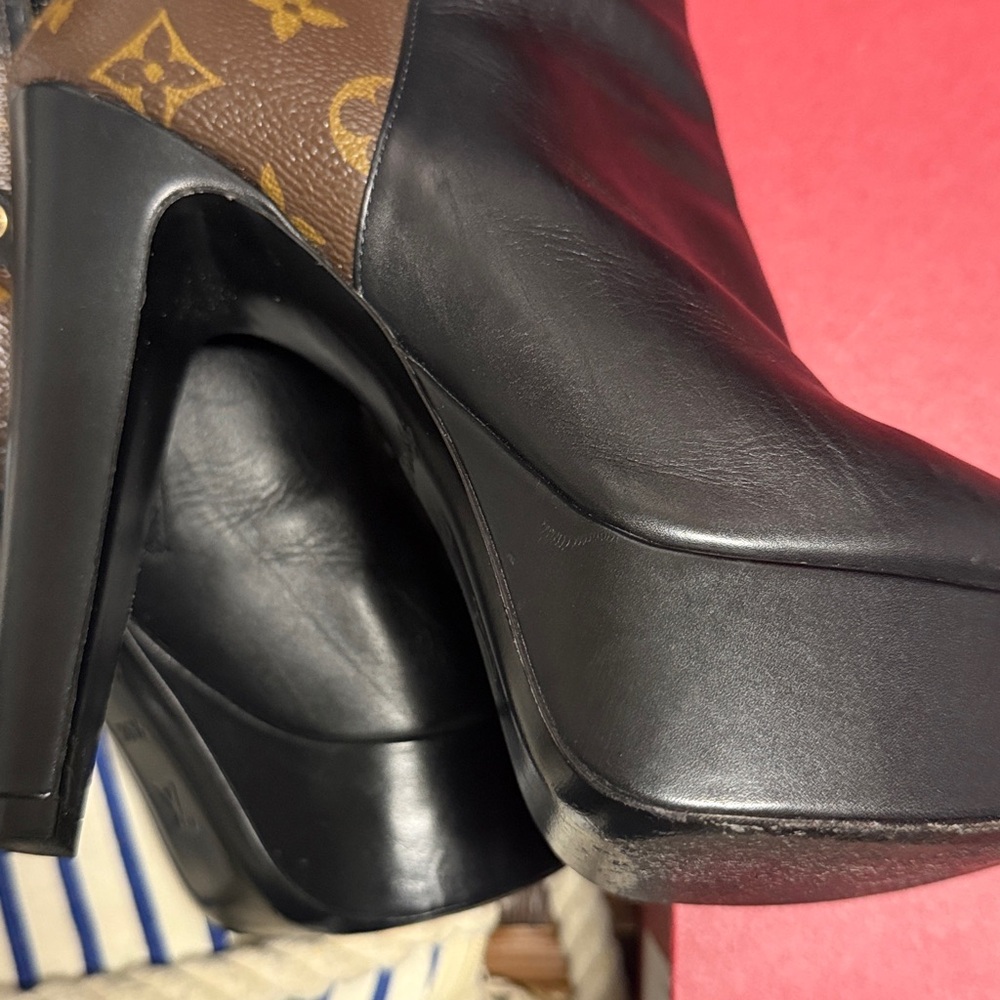 Louis Vuitton Monogram Black and Brown Heeled Boots size 6 - Picture 16 of 16